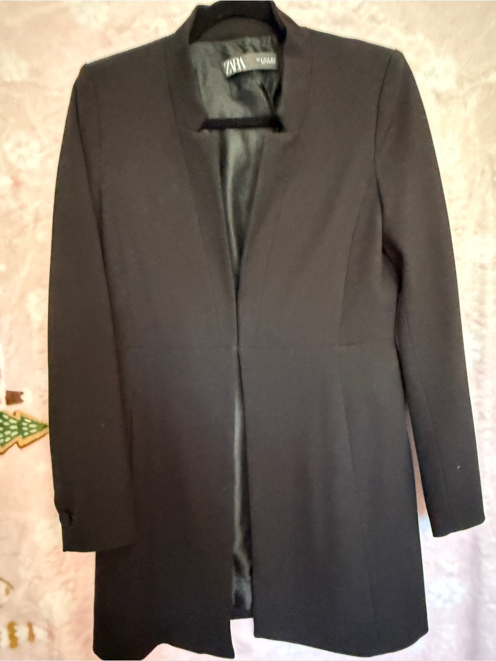 ZARA Black Women's Coat with Structured Collar - Picture 3 of 5